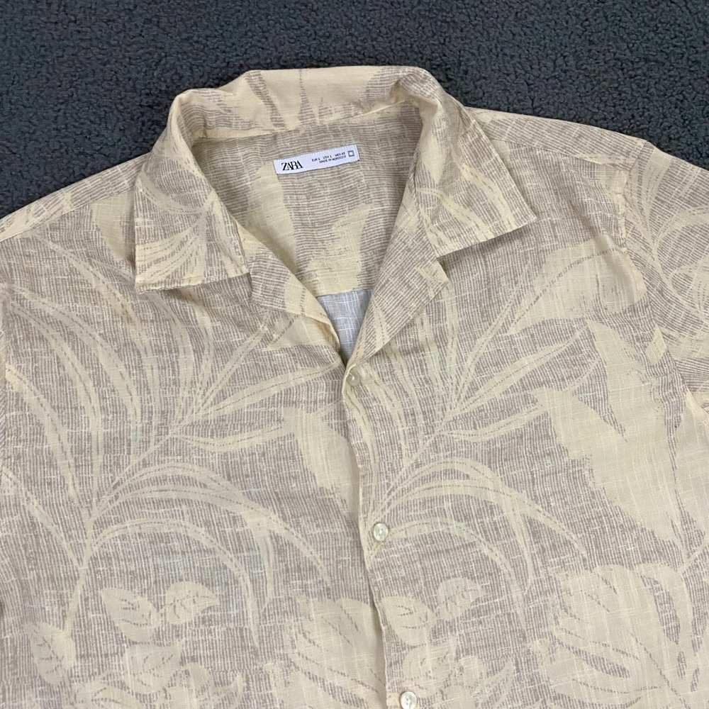 Zara Shirt Mens Large Camp Collar Hawaiian Aloha Floral Beach Resort Summer